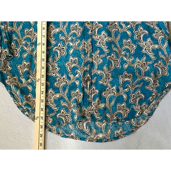 Anthropologie Pilcro Leilani Button Down Tunic Top XS Teal Paisley - Picture 10 of 15